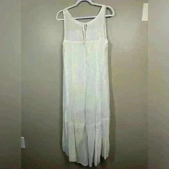 Anthropologie leifsdottir white gauze cotton dress medium cool asymmetrical midi - Picture 11 of 11